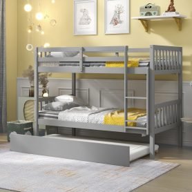 Solid Wood Twin Over Twin Bunk Beds With Trundle