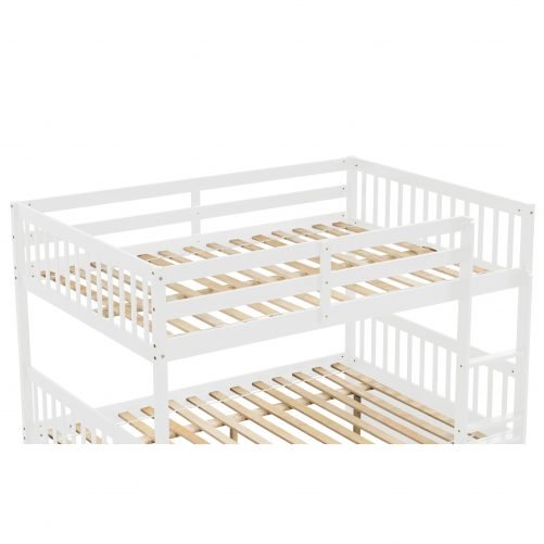 Full Over Full Bunk Bed with Trundle, Convertible to 2 Full Size Platform Bed