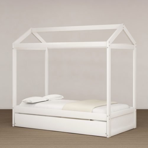 Twin Size House Bed With Trundle, Can Be Decorated