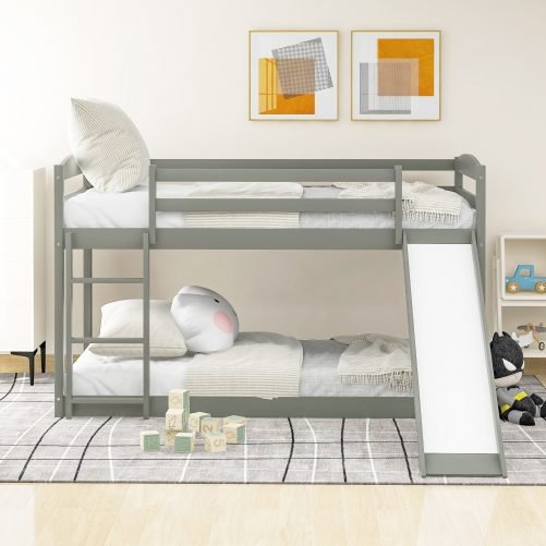 Twin Over Twin Bunk Beds With Convertible Slide And Ladder