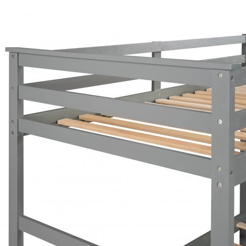 Hardwood Twin Over Twin Bunk Bed With Trundle And Staircase