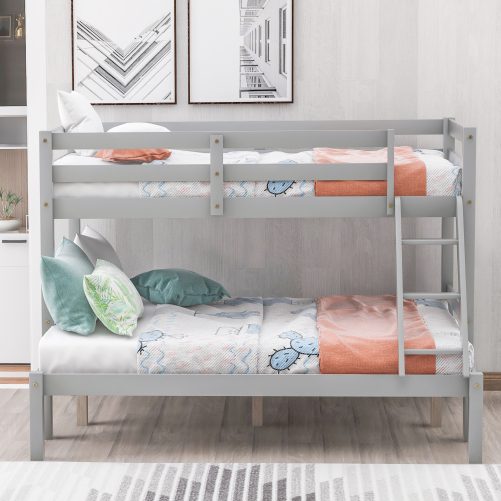 Wooden Twin Over Full Bunk Bed Without Trundle