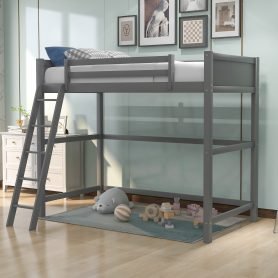 Solid Wood Twin Size Loft Bed With Ladder