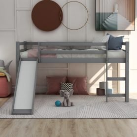 Twin Size Loft Bed With Slide, Multifunctional Design