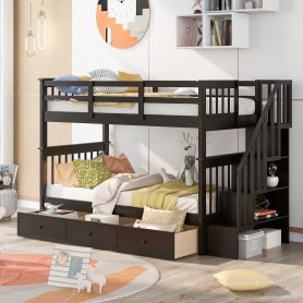 Stairway Twin-over-twin Bunk Bed With Three Drawers For Bedroom