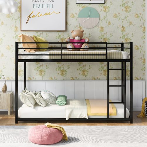 Metal Twin Over Twin Bunk Bed With Ladder