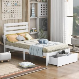 Twin Size Platform Bed With Drawer