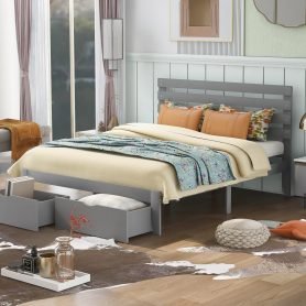 Queen Size Platform Bed With Drawer