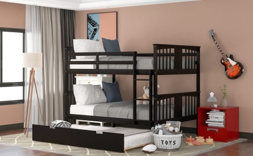Full Over Full Bunk Bed With Twin Size Trundle And Ladder