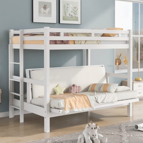 Twin over Twin/Full Bunk Bed,Convertible Down Bed