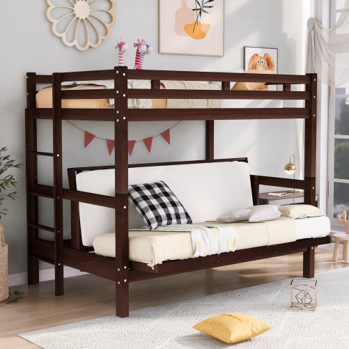 Twin over Twin/Full Bunk Bed,Convertible Down Bed