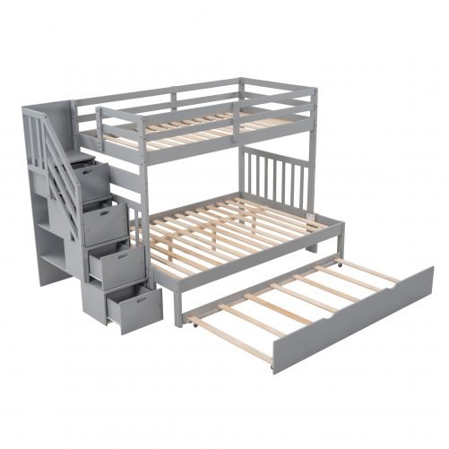 Twin Over Twin/Full Bunk Beds With Twin Size Trundle