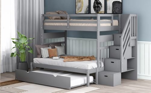 Twin Over Twin/Full Bunk Beds With Twin Size Trundle