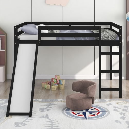 Full Loft Bed With Slide, Multifunctional Design