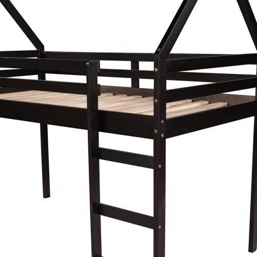 Twin Size Loft Bed With Slide, House Shape