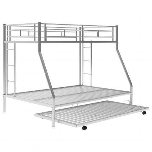 Twin over Full Bunk Bed with Twin Size Trundle, Two-Side Ladders