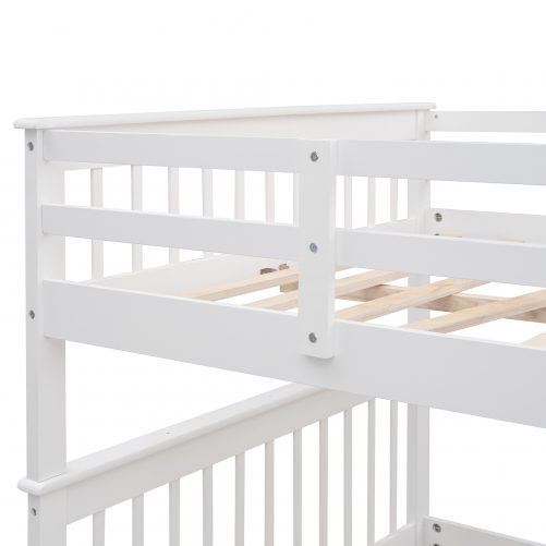 Full-Over-Full Bunk Bed with Staircase and Guard Rail
