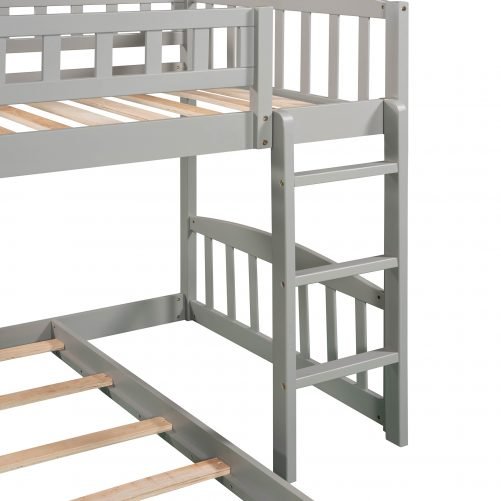 Twin Over Twin Bunk Bed With Two Drawers, Slide and Staircase