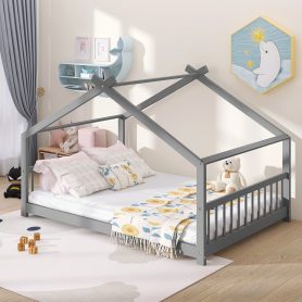 Full Size House Wood Bed