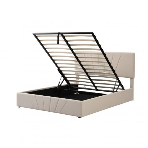 Queen Size Upholstered Platform Bed with a Hydraulic Storage System