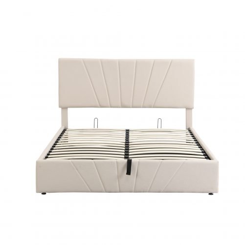 Queen Size Upholstered Platform Bed with a Hydraulic Storage System