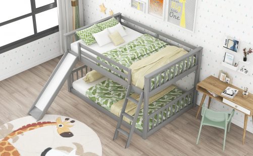 Full over Full Bunk Bed with Convertible Slide and Ladder