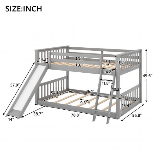 Wooden Full over Full Bunk Bed with Convertible Slide and Ladder