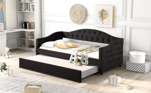 Upholstered Twin Size Daybed With Trundle
