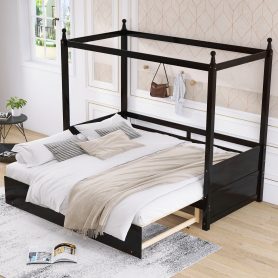 Twin Size Canopy Daybed with Pull-out Function
