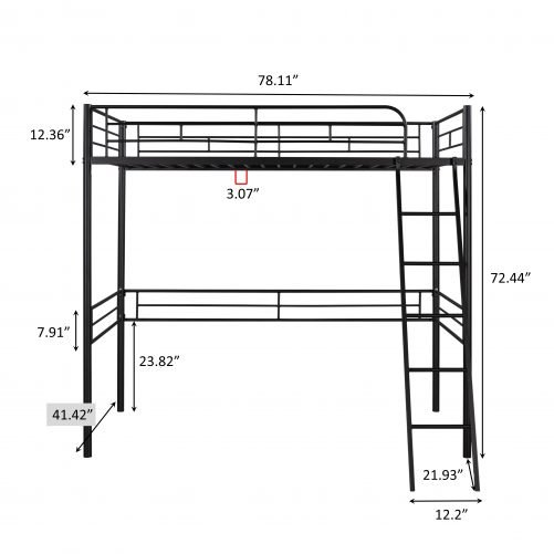 Twin Size Metal Loft Bed