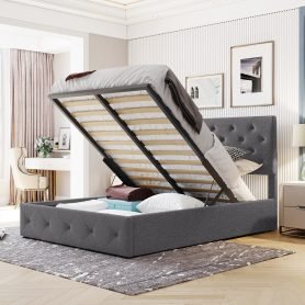 Upholstered Platform Bed With A Hydraulic Storage System, Full Size