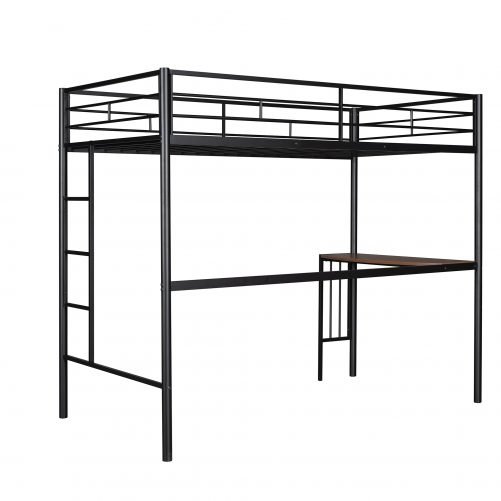 Twin Over Full Metal Bunk Bed With Desk, Ladder