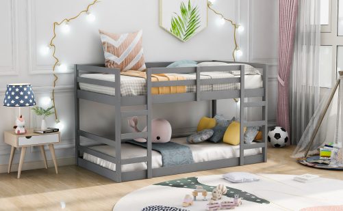 Low Twin Over Twin Bunk Bed With Ladder