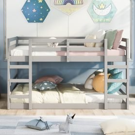 Low Full Over Full Bunk Bed With Ladder