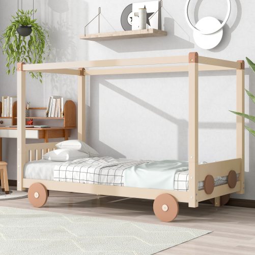 Car-Shaped Twin Size Canopy Platform Bed