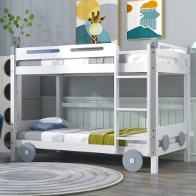 Car-Shaped Twin Size Canopy Bunk Bed