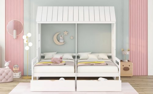 Double Twin House Bed With 2 Drawers