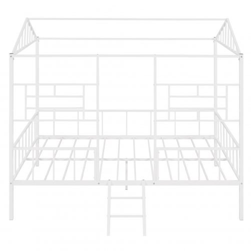 Metal House Bed Frame Full Size with Slat Support, No Box Spring Needed