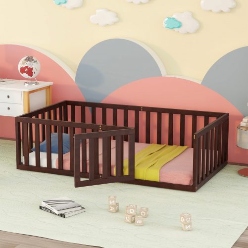 Twin Size Wood Daybed Frame With Fence