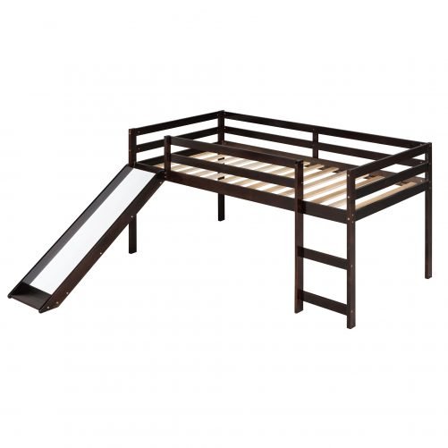 Twin Size Loft Bed With Slide, Multifunction Design