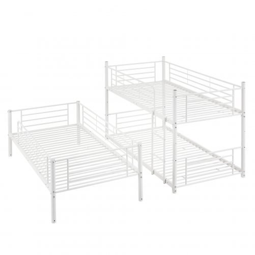 Twin over Twin over Twin Bunk Bed with Built-in Ladder, Divided into Three Separate Beds