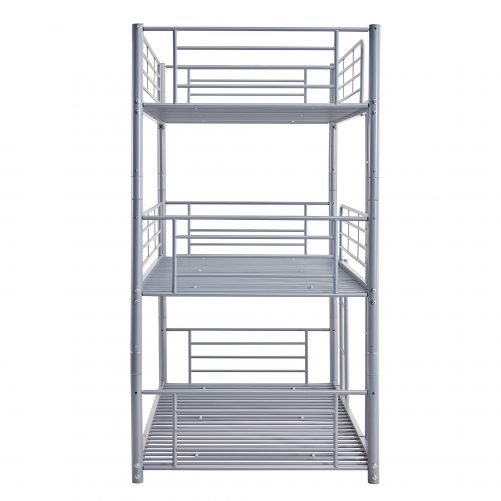 Twin-Twin-Twin Triple Bunk Bed With Built-in Ladder, Divided Into Three Separate Beds