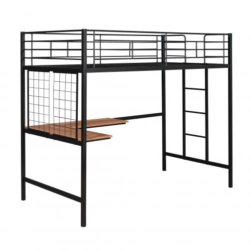 Metal Twin Loft Bed With Desk And Grid
