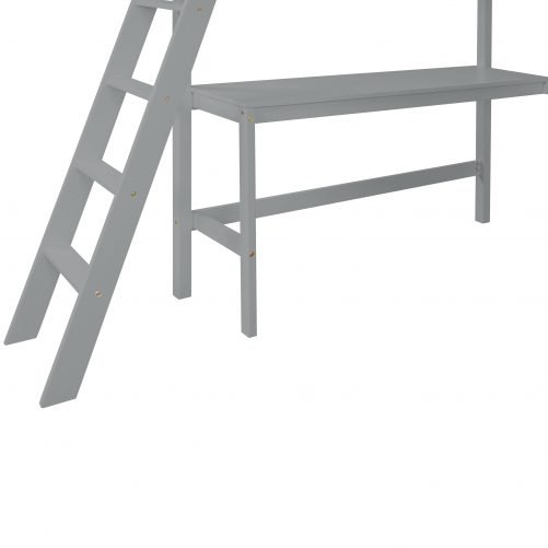 Full Size Loft Bed With Desk, Ladder and Shelves