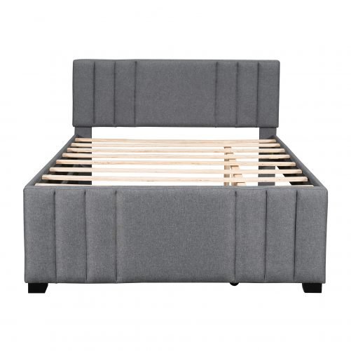 Upholstered Full Size Platform Bed with Trundle