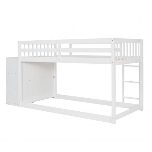 Twin Over Twin Bunk Bed With 4 Drawers And 3 Shelves