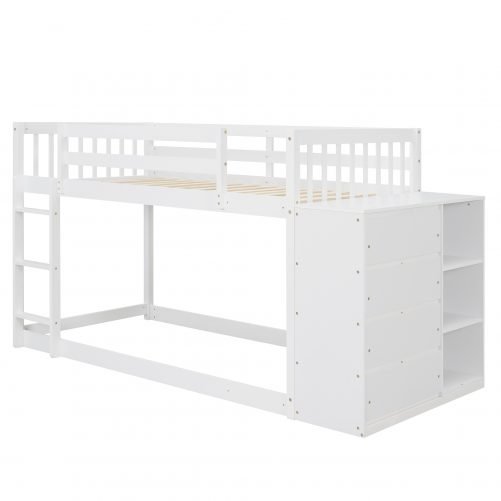 Twin Over Twin Bunk Bed With 4 Drawers And 3 Shelves