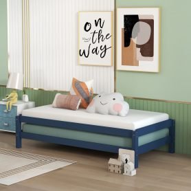 2 Twin Size Solid Wood Platform Bed, Can Be Stackable