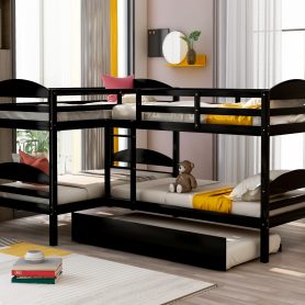L-Shaped Twin Size Bunk Bed With Trundle