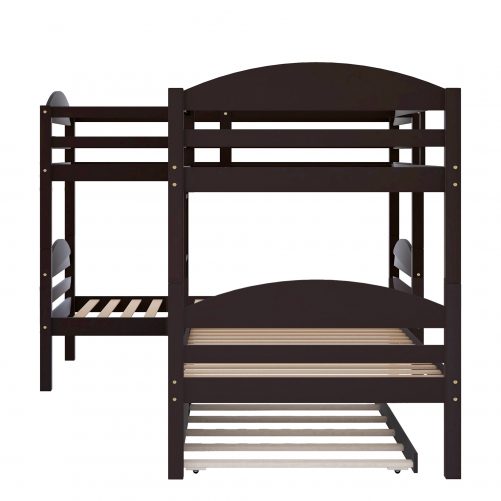 L-Shaped Twin Size Bunk Bed With Trundle